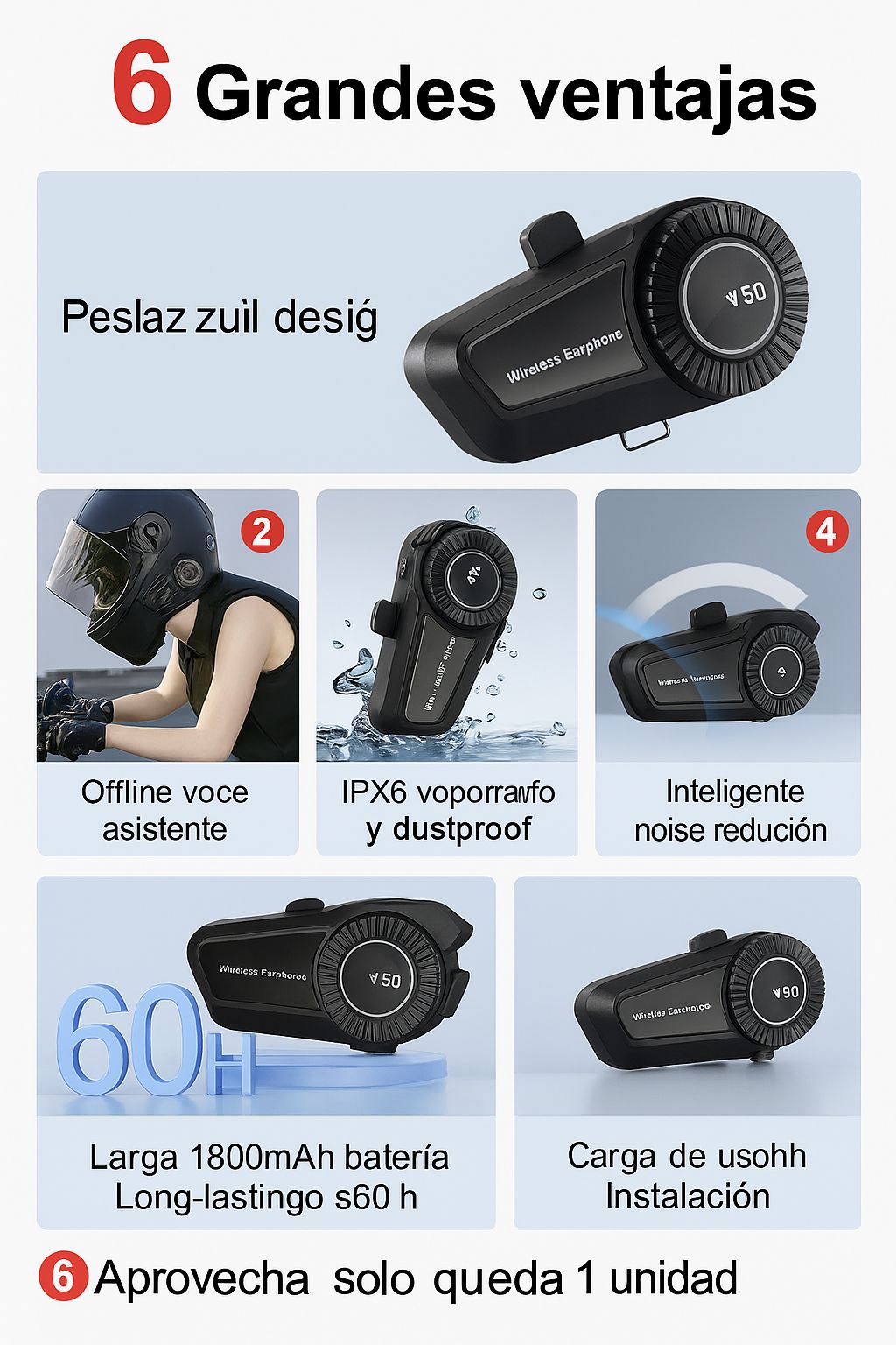 Miniatura 3 de INTERCOMUNICADOR BLUETOOTH PARA CASCO V6